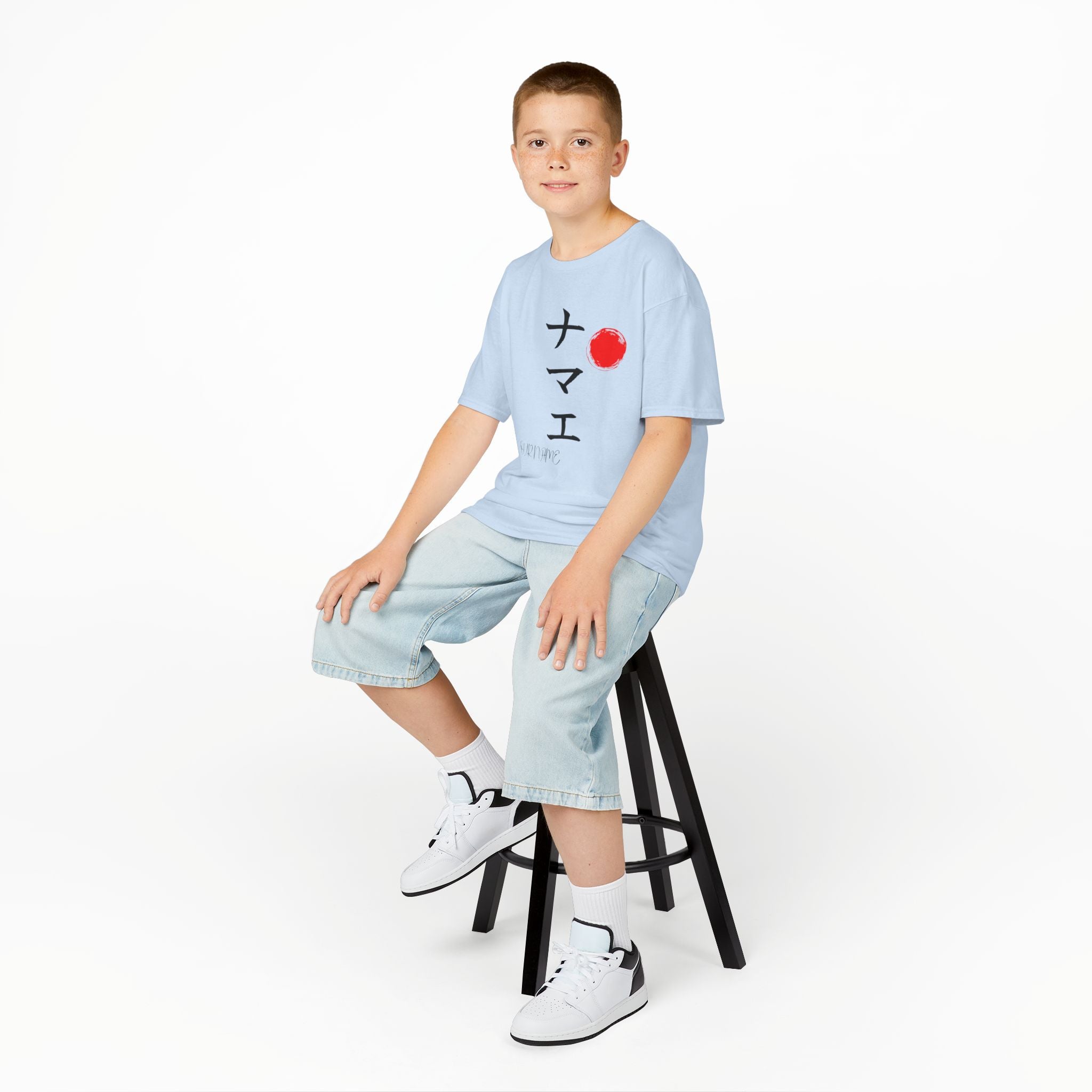 Youth Personalized Japanese Calligraphy Tee – Custom Name Art Shirt (Age 6-24)