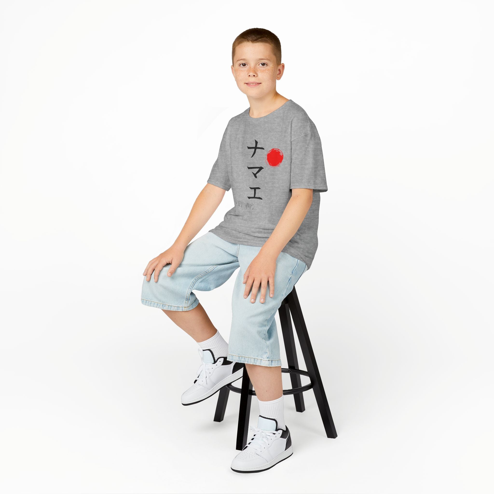 Youth Personalized Japanese Calligraphy Tee – Custom Name Art Shirt (Age 6-24)