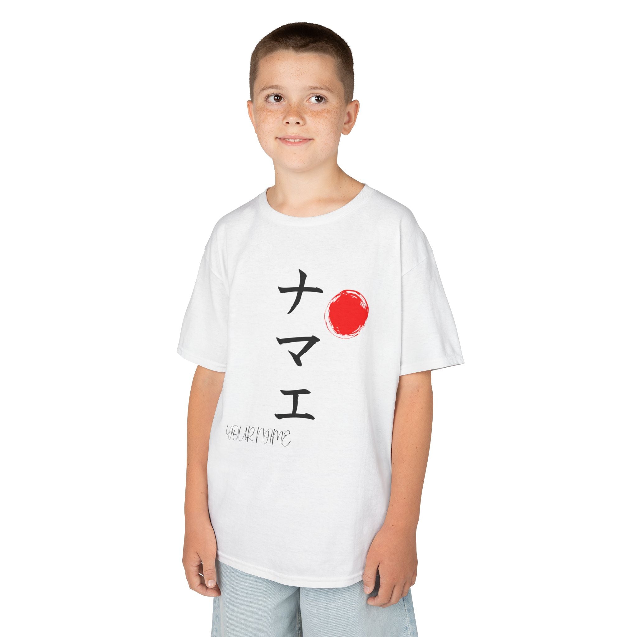 Youth Personalized Japanese Calligraphy Tee – Custom Name Art Shirt (Age 6-24)